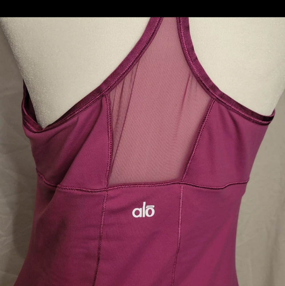 ALO Yoga Rib Support Tank Top w Shelf Bra Magenta Pink size Large - Picture 5 of 7